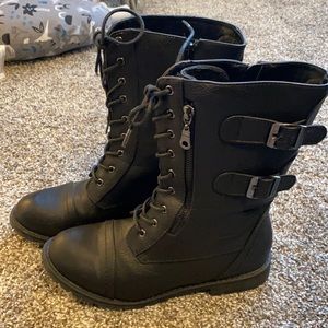 Black combat boots